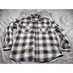 Schmidt Shirt Men XL Plaid Heavy Flannel Button Down Up‎ Long Sleeve Shacket